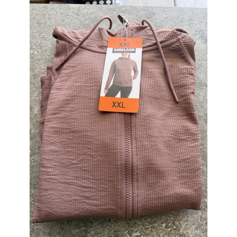 Kirkland Signature Women’s Active Full-Zip Jacket with Hood, Mauve, XXL, NWT
